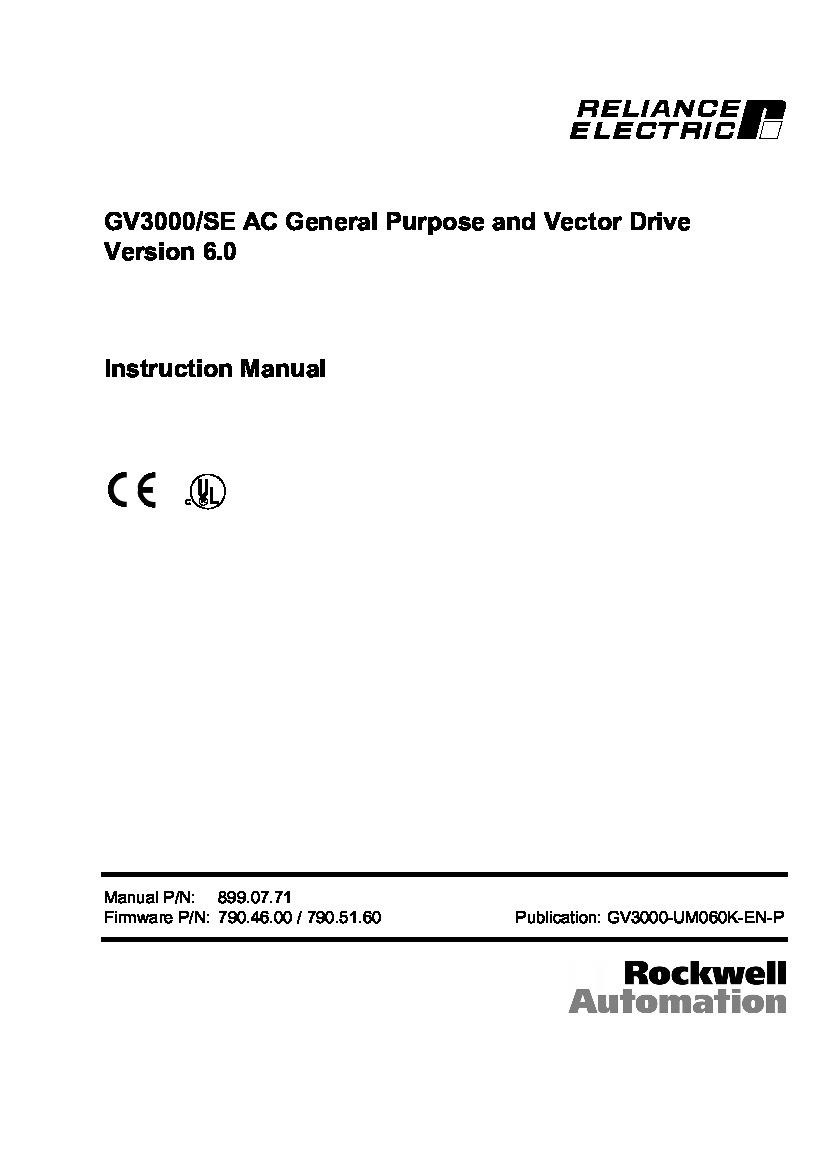 First Page Image of 896.00.70 GV3000_SE AC General Purpose and Vector Drive GV300-UM060K-EN-P.pdf